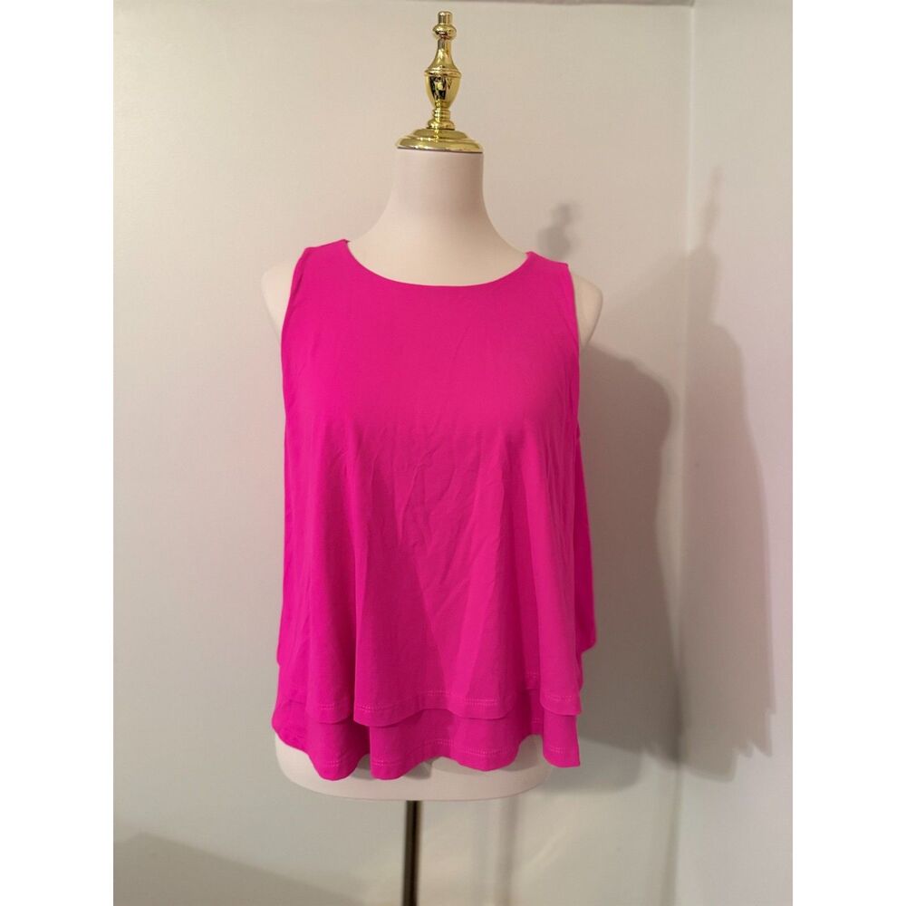Susan Monaco Hot Pink Layered Sleeveless Swing Top Size Small